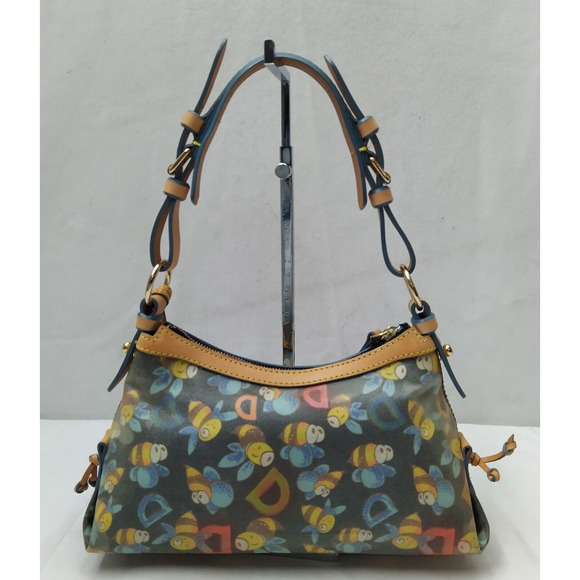 Dooney & Bourke Multicolor Bees Coated Canvas Leather Trim Hobo Shoulder Bag - Picture 2 of 16
